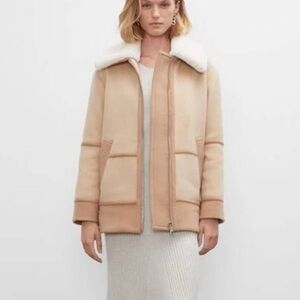 NWT Club Monaco Mixed Media Moto Cream Beige Jacket Coat